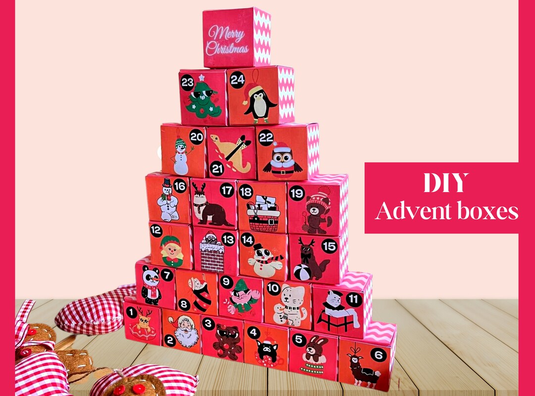 Printable Advent Calendar Boxes, Colorful Christmas Advent Calendar for ...
