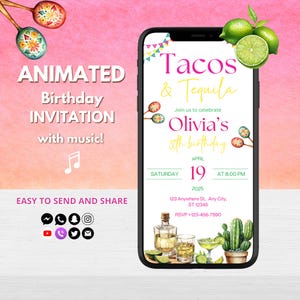 Tacos and Tequila Animated Video Invitation - Mexican Party Theme Invitation - Animated Fun Fiesta Celebration