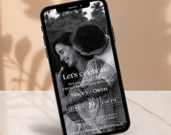 Black and White Engagement Party Invitation Video (Digital Download)
