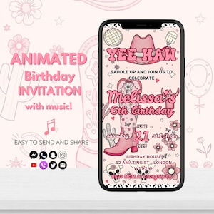 Cowgirl Party Invite for Kids, Digital Western Birthday Invitation, Editable Invitation Template, Rodeo Birthday, Wild West Instant Download