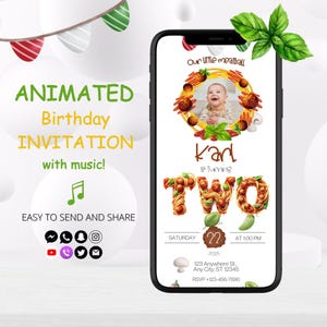 Nosso pequeno convite de aniversário de almôndega | Convite de espaguete para crianças de 2 anos | Convite digital de aniversário de almôndega | Aniversário italiano