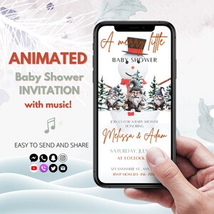 A Merry Little Baby Shower Invitation Digital Winter Baby Shower Invitation Animated Wonderland Baby Shower Invite Text Girl Boy