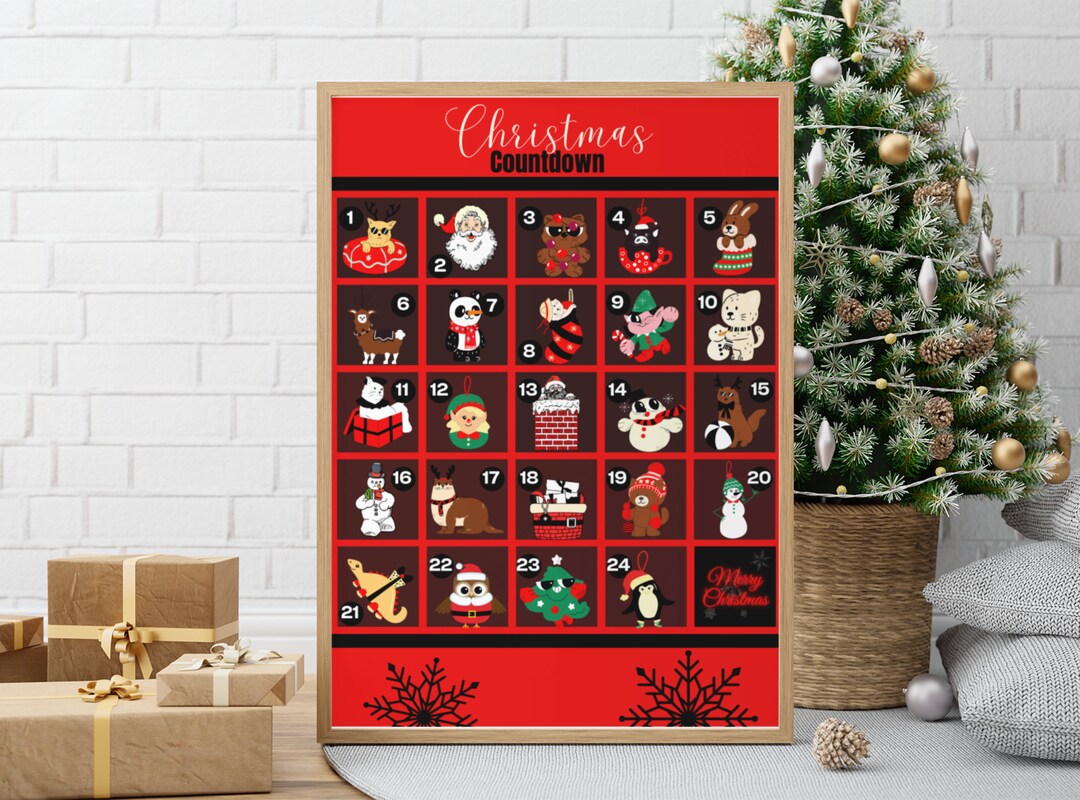 Editable Christmas Countdown 25 Days Till Christmas Etsy