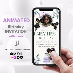 Fairy First Birthday Invitation | Enchanted Magical Garden Birthday | Fairy 1st Birthday Invite | Fairy Party Invitation Instant Download