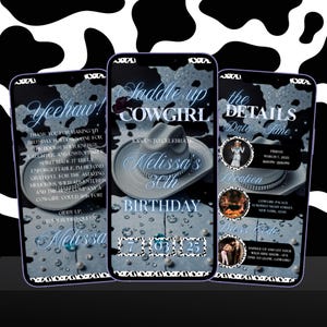 Digital Cowgirl Birthday Invitation, Western Party Invite Editable Template for Birthday, Rodeo Birthday Theme Video Invite