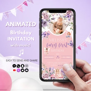 Fairy First Video Invitation | Enchanted Forest Animated Invitation | Fairy Garden Video Evite | Enchanted Forest Fairy First Birthday
