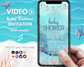 Animated Under The Sea Baby Shower Invitation | Ocean Baby Shower Editable Template | Nautical Baby Shower