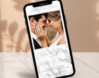 Engagement Party Invitation Digital Animated Engagement Party Video Invitation Minimalist Engagement Announcement Invitation with photo