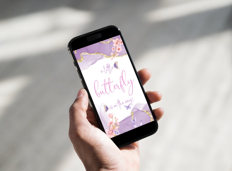 Purple Gold Butterfly Baby Shower Invitation Pink Purple and Gold