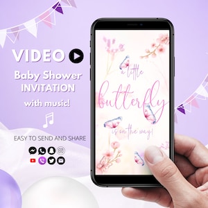 Butterfly Baby Shower Invitation Butterfly Video Invitation Animated Butterflies Baby Shower Girl Invitation