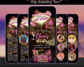 Vegas Birthday Invitation | Editable Las Vegas Invite | Casino Birthday Weekend | Bachelorette Itinerary | Instant Digital Download