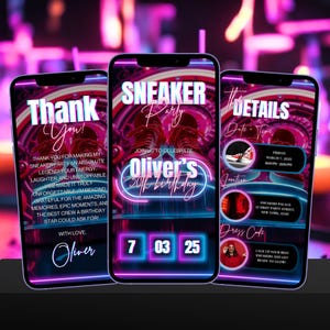 Animated Sneakerhead Birthday Invitation, Digital Sneaker Ball Invite, Mens Birthday Video Invite, Mobile Lets Kick It Invite