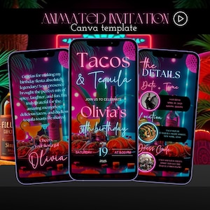 Animated Tacos And Tequila Invitation | Taco Party Invite Video | Mexican Fiesta Party Invite |  Tacos Tequila Party