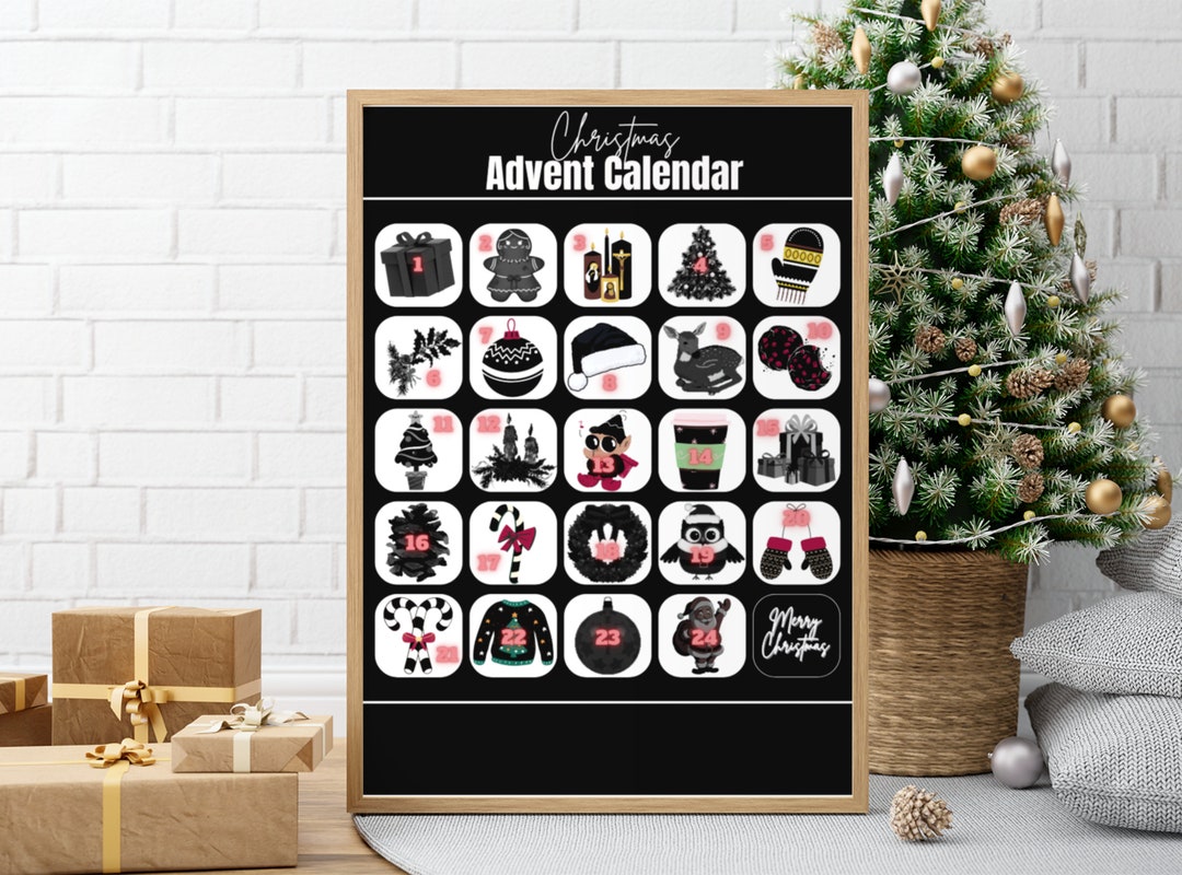 Luxury Baddie Advent Calendar Black and Pink Printable Etsy