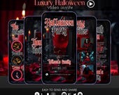 Halloween Party Invitation Video, Animated Digital Halloween Invite Template, Gothic Skull Costumes Cocktail Editable Mobile Invite