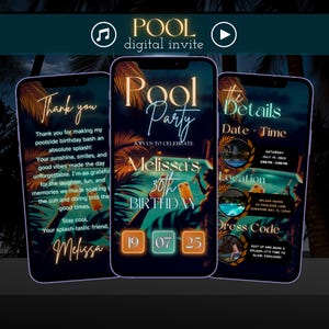 Adult Pool Birthday Party Invite | Editable Digital Invitation | Summer Swim Party | Instant Download Pool Party Girl Design