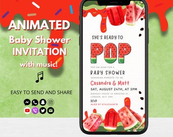 She’s Ready to Pop Baby Shower Invitation – Animated Popsicle Theme (Digital Download)