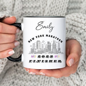 Custom marathon finisher gift, Personalized runner gift for Marathoner run mug, customised name Running Mug, Accent Coffee Mug, New York