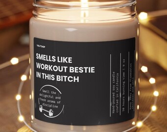 Scented Soy Wax Candle for Fitness Lover, Gift For Personal Trainer, Best Friend Gift, Relaxing Gift Ideas, Power Lifting Gift, Muscle Mommy