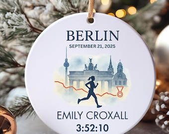 Custom Runner Ornament For Christmas, Custom Marathon Gift, Ornament Gift For Marathon Runner, Berlin Ornament gift for runner