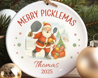 Adorno personalizado de pickleball, regalo personalizado de pickleball con nombre, recuerdo navideño divertido para jugadores de pickleball, adorno para amantes del pickleball.