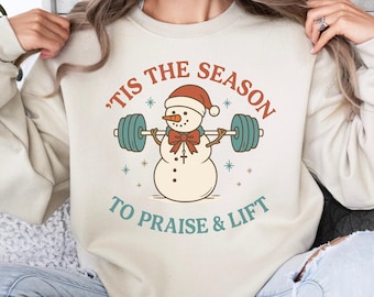 Lifting Christmas Sweatshirt, Christian Christmas Gym Sweatshirt, Weightlifting Sweater, Christian Faith Gift, Tis The Season Sweatshirt