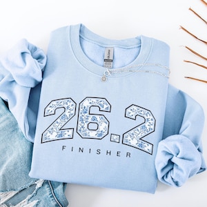 26.2 Marathon Finisher Sweatshirt, Runner Gift, Chinoiserie Gift for Marathon Runner, Varsity Style Race Day Crewneck, Marathon Running Tee