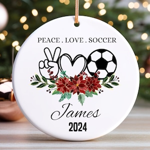 Custom Soccer Christmas Ornament, Personalized Soccer Ornament with Name, Soccer Season Gift, Christmas Soccer Gift, Gift for Soccer Player