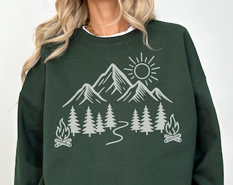 Hiking Sweatshirt, Mountain Sweatshirt,  Adventure Crewneck, Nature Lover Gift, Outdoor Sweatshirt, Camping Pullover, Gifty For Hiking Lover
