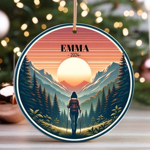 Custom Hiking Ornament, Personalized Hiker Ornament, Hiker Christmas Gift, Unique Hiking Gifts, Hiking Gift for Women, Nature Lover Gift
