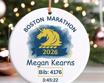 Custom Boston Runner Ornament, Boston Running Gift, Ornament Gift For Marathon Runner,  Ornament gift for runners, Custom Running Gifts