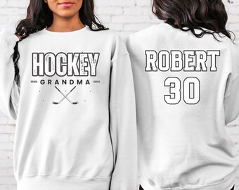 Custom Hockey Grandma Sweatshirt, Personalized Name Hockey Grandma Sweater, Hockey Grandma Crewneck, Gift Hockey Apparel Hockey Grandma