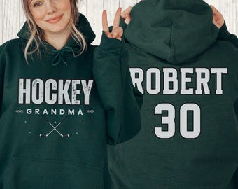 Custom Hockey Grandma Hoodie, Personalized Name Hockey Grandma, Crewneck Hockey Grandma Gift, Hockey Grandma, Game Day Shirt, Hockey Apparel