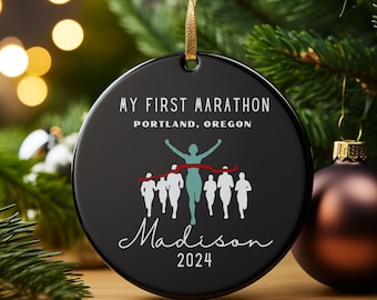 Custom First Marathon Runner Ornament For Christmas Personalized 26.2 Marathon Finisher Ornament Gift For Marathon Runner Marathon Ornament