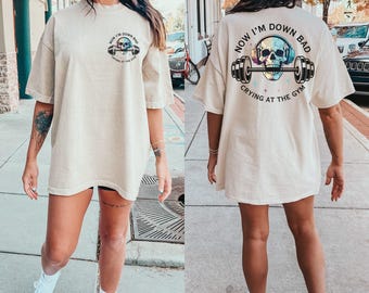 Down Bad Crying At The Gym Shirt,, Funny Gym Shirt, Skeleton Workout Gym Shirt Pump Cover, Gym Rat Shirt, Weightlifting Shirt, Gym gifts