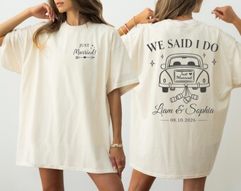 Personalized Wifey & Hubby Shirts, Comfort Colors Matching Honeymoon Outfit, Custom Couple Gift, Bridal Party Anniversary Sweatshirt