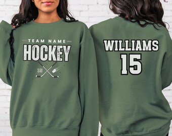 Custom Hockey Team Sweatshirt, Personalized Ice Hockey Hoodie, Custom hockey Gift, hockey Mom Sweater, Hockey Tshirt, Gift for Hockey lover