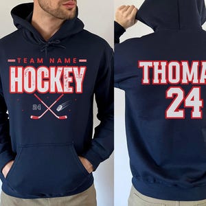 Custom Hockey Team Sweatshirt, Personalized Ice Hockey Hoodie, Hockey Gift, hockey Dad Sweater, Hockey Dad Gift, Gift for Hockey lover image 7