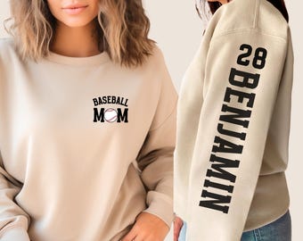 Custom Baseball Mom Sweatshirt, Personalized Sweatshirt, Gift for Mom, Baseball Gift, Baseball Sweatshirt, Custom Gift, Baseball Mom Hoodie