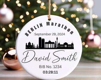 Custom Marathon Runner Ornament For Christmas Personalized Marathon Finisher Ornament Gift For Marathon Runner Berlin Running Ornament