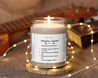 Soy Wax Candle for Personal Trainer, Gift For Personal Trainer, Crossfit Gift, Weight Lifting Gift, Funny Candle Gift, Eco Friendly 9oz