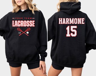 Custom Lacrosse Hoodie, Personalized Lacrosse Player Gift, Gift for Lacrosse Mom, Custom Lacrosse Sweater, Lacrosse Team Game Day Shirt