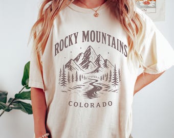 Rocky Mountains Colorado Shirt, Comfort Colors Colorado Rockies Shirt, Retro Oversized Shirt, Colorado Mountains Shirt for Hiking