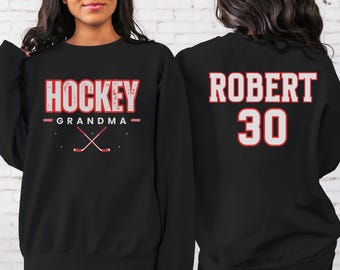 Personalized Hockey Grandma Sweatshirt Custom Name Hockey Grandma Crewneck Hockey Grandma Gift Hockey Apparel Hockey Grandma Game Day Shirt