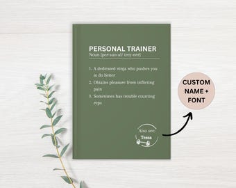 Custom Personal Trainer Notebook, Personalized Coach Text Notebook, Custom Journal, Custom Book with Name, Gift for personal trainer