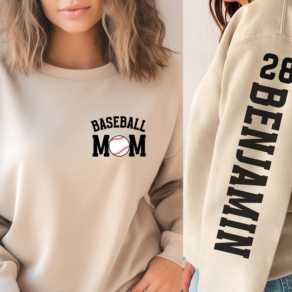 Custom Baseball Mom Sweatshirt, Personalized Sweatshirt, Gift for Mom, Baseball Gift, Baseball Sweatshirt, Custom Gift, Baseball Mom Hoodie