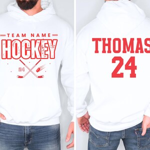 Custom Hockey Team Sweatshirt, Personalized Ice Hockey Hoodie, Hockey Gift, hockey Dad Sweater, Hockey Dad Gift, Gift for Hockey lover image 6