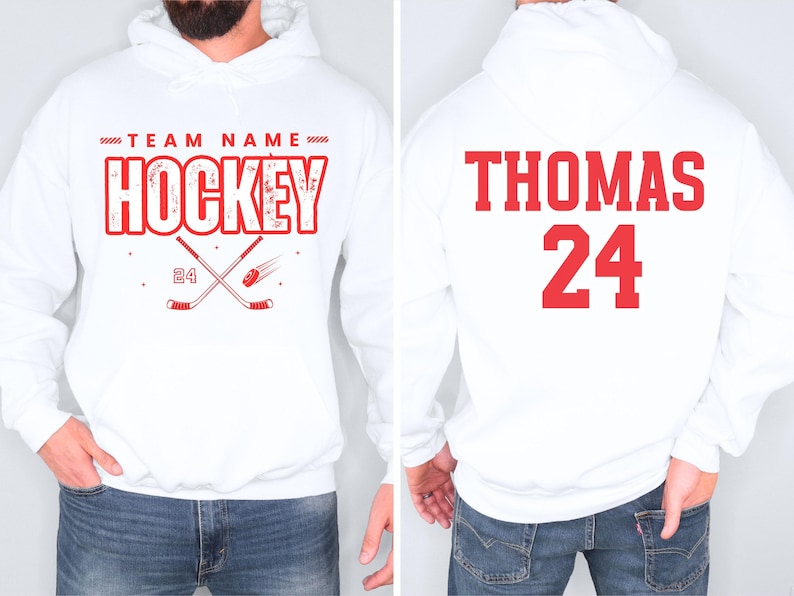 Custom Hockey Team Sweatshirt, Personalized Ice Hockey Hoodie, Hockey Gift, hockey Dad Sweater, Hockey Dad Gift, Gift for Hockey lover image 6