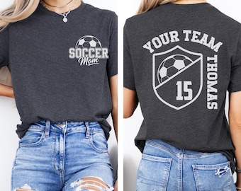 Soccer Mom Shirt With Kids Name & Jersey Number, Personalized Soccer Team Shirt, Gift For Soccer Lover Mom, Custom Soccer Mom Hoodie