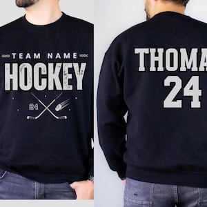 Custom Hockey Team Sweatshirt, Personalized Ice Hockey Hoodie, Hockey Gift, hockey Dad Sweater, Hockey Dad Gift, Gift for Hockey lover image 5